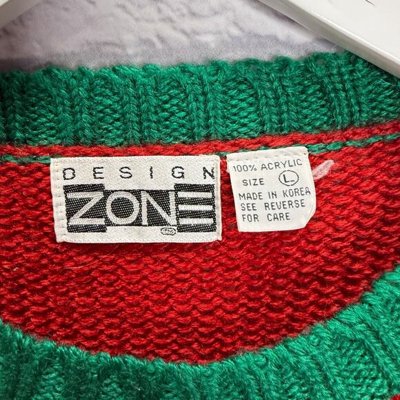 Vintage Design Zone Ugly Christmas Sweater Size L Red Green Tree Embellished - Picture 4 of 6
